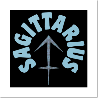 Sagittarius Star Sign Zodiac Symbol Blue Version Posters and Art